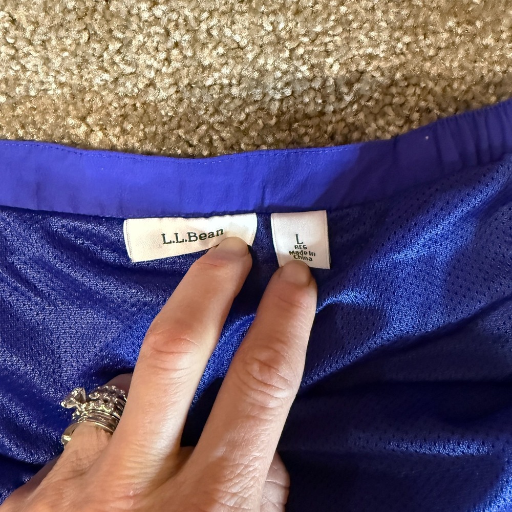 L.L. Bean SunSmart Shorts Women Large Royal Blue Mesh Lined High Rise Drawstring - Picture 3 of 10